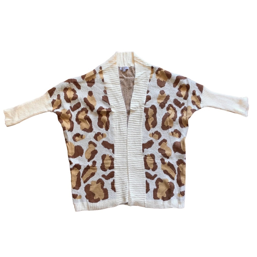 New Cozy Leopard Print Fuzzy Open Front Knit Card… - image 2